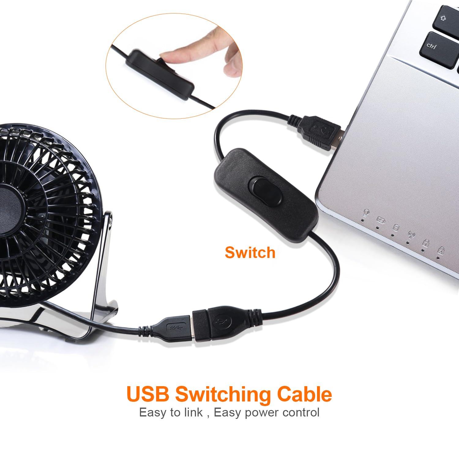 KUOQIY 2 PCS 0.28m USB Extension Cable with On/Off Switch, USB Switch Cable, Compatible with LED Desk Lamp LED Strip, Black - Image 4
