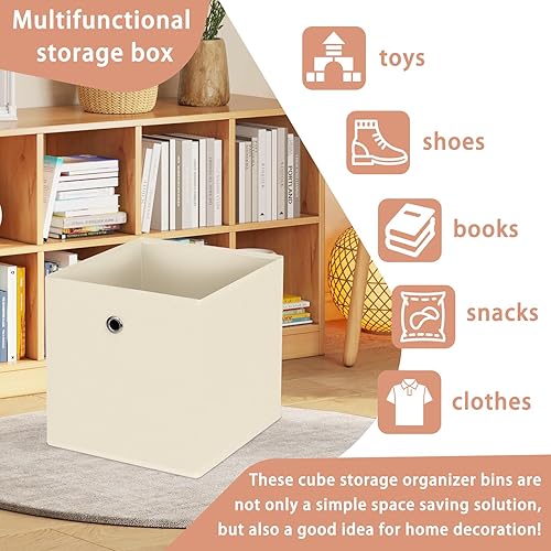 Miniatura 3 de Cubo de almacenamiento, cubo de tela de 11 pulgadas con asas, cestas plegables para estantes, cajones, baño, organizadores de armario y