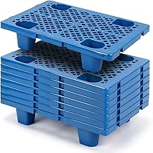 8 PCS Thickened Plastic Pallets Interlocking Storage Floor Pad with Breathable Grids for Garage Supermarket Warehouse Restaurant Kitchen Basement Storage 23.6x15.7x4.7in