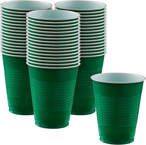 Vista 13 de Vasos de plástico color verde kiwi (18 onzas), 50 unidades, apilables, resistentes y ecológicos, color vibrante y máxima durabilidad