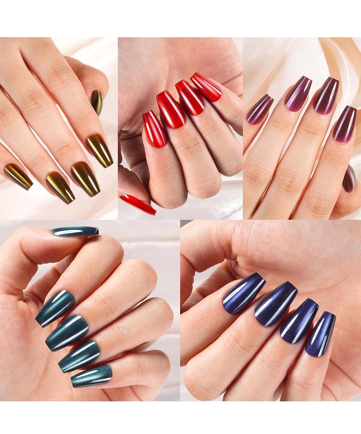 Misssix Cat Eye Press On Nails - Glossy Glitter Nail Tips