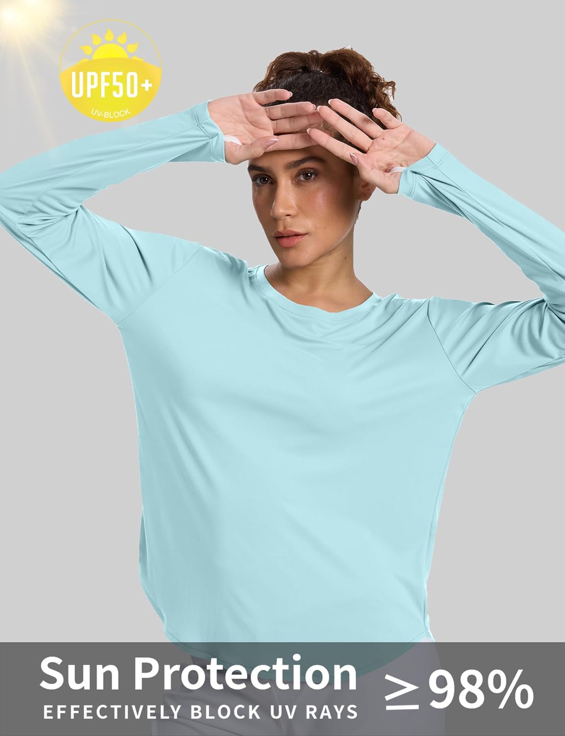 Long Sleeve Workout Tops for Women Sun Protection Shirts SPF UV Rash Guard Lightweight Hiking Tops UPF 50+ - Image 2
