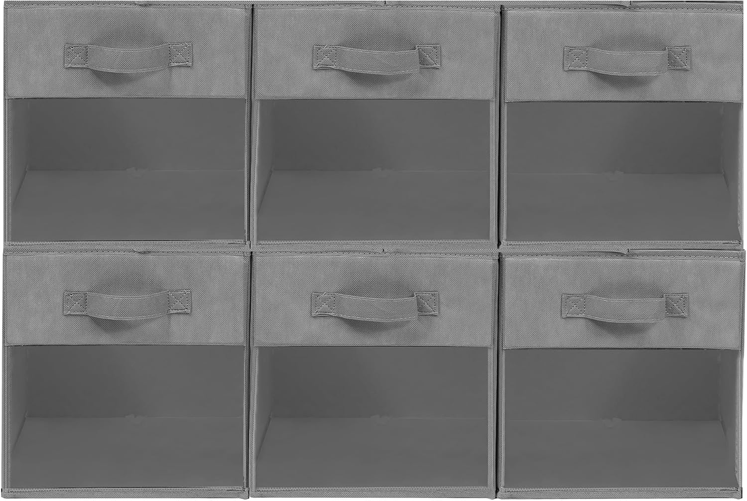 Storage Cubes with Clear Window, 11" Storage Bins, Foldable Cube Storage Box, Fabric Closet Organizers with Handles for Home, Office, Shelf, Closets, Living Room, Black, 6 Pack