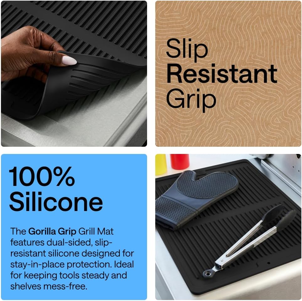 GORILLA GRIP Gorilla Grip Grill Side Mat, 13x11, Black and Coffee Mat, 11.5x18.5, Black Bundle image 3