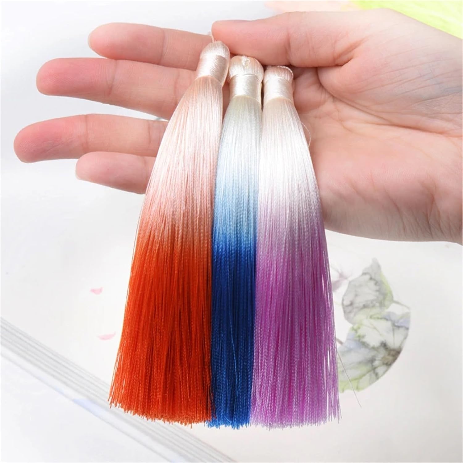 Tassel Decorative Cord Silky Handmade Soft Tassels 10CM Crafts Cord Loop for DIY Hanging Rope Bookmark Flute Tassel(Golden Yellow,10pcs)