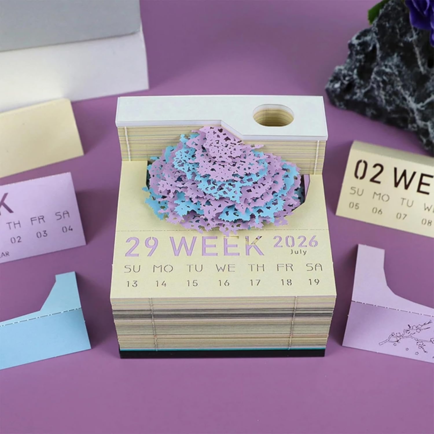 3D Calendar 2026,Time Piece Calendars 2026,Tear Away Calendar,3D Art Calendars Memo Pad,Creative Non-Stick Sticky Note DIY Post Notes,3D Memo Pad,for Office Home Desktop Decoration