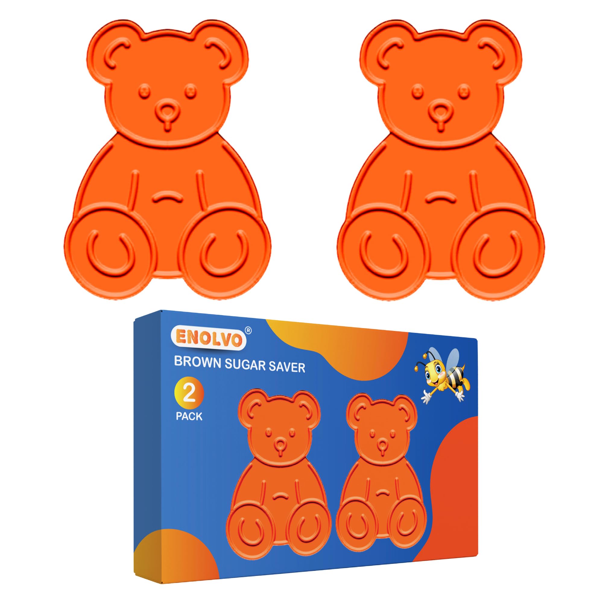 ENOLVO Brown Sugar Bear - Terra Cotta Brown Sugar Keeper to Maintain Food Moisture in Container, Saver for Food Storage Containers, Reusable Terracotta Discs - 2 Pack