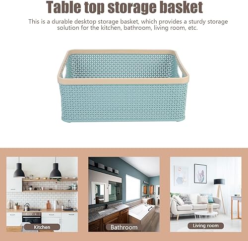 Miniatura 6 de Cabilock Cestas de tejido de plástico, cestas organizadoras de despensa de escritorio, estantes para organización de cocina, encimeras, escritorios,