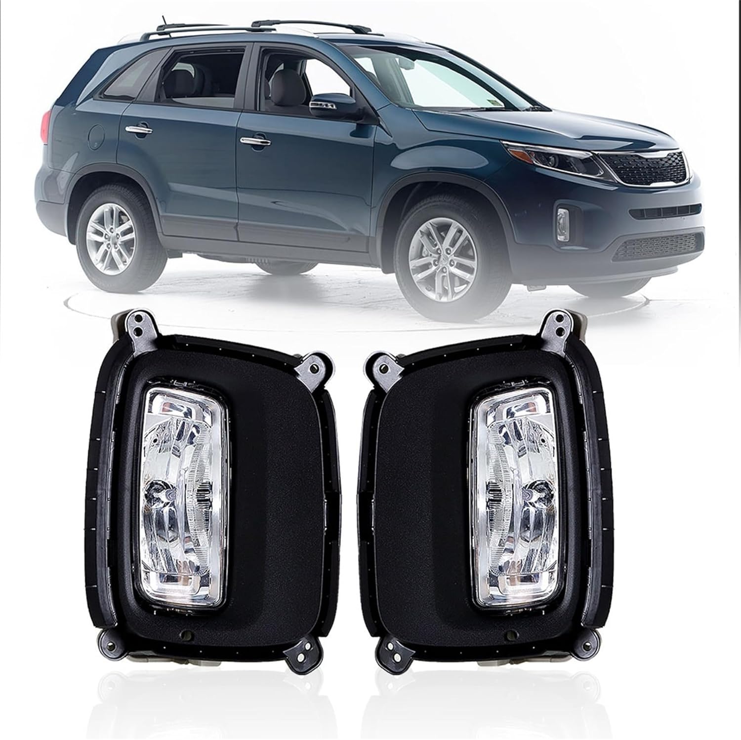 GXYWADY Halogen Driving Fog Lamps Assembly Replacement for 2014 2015 Sorento Front Bumper Fog Lights Replacement for 92201-1U700 92202-1U700 86523-1U510 86524-1U510