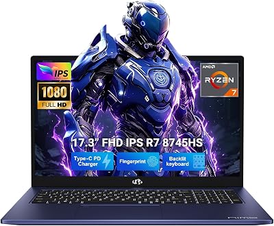 NIMO 17.3" Gaming-Laptop, AMD Ryzen 7 8745HS (Up to 4.9GHz Beat R9 7940HS) 32GB RAM 1TB SSD Radeon 780M, USB 4.0 FHD PC for AI Multitasking & Remote Video Creators Streaming 2-Yr Warranty