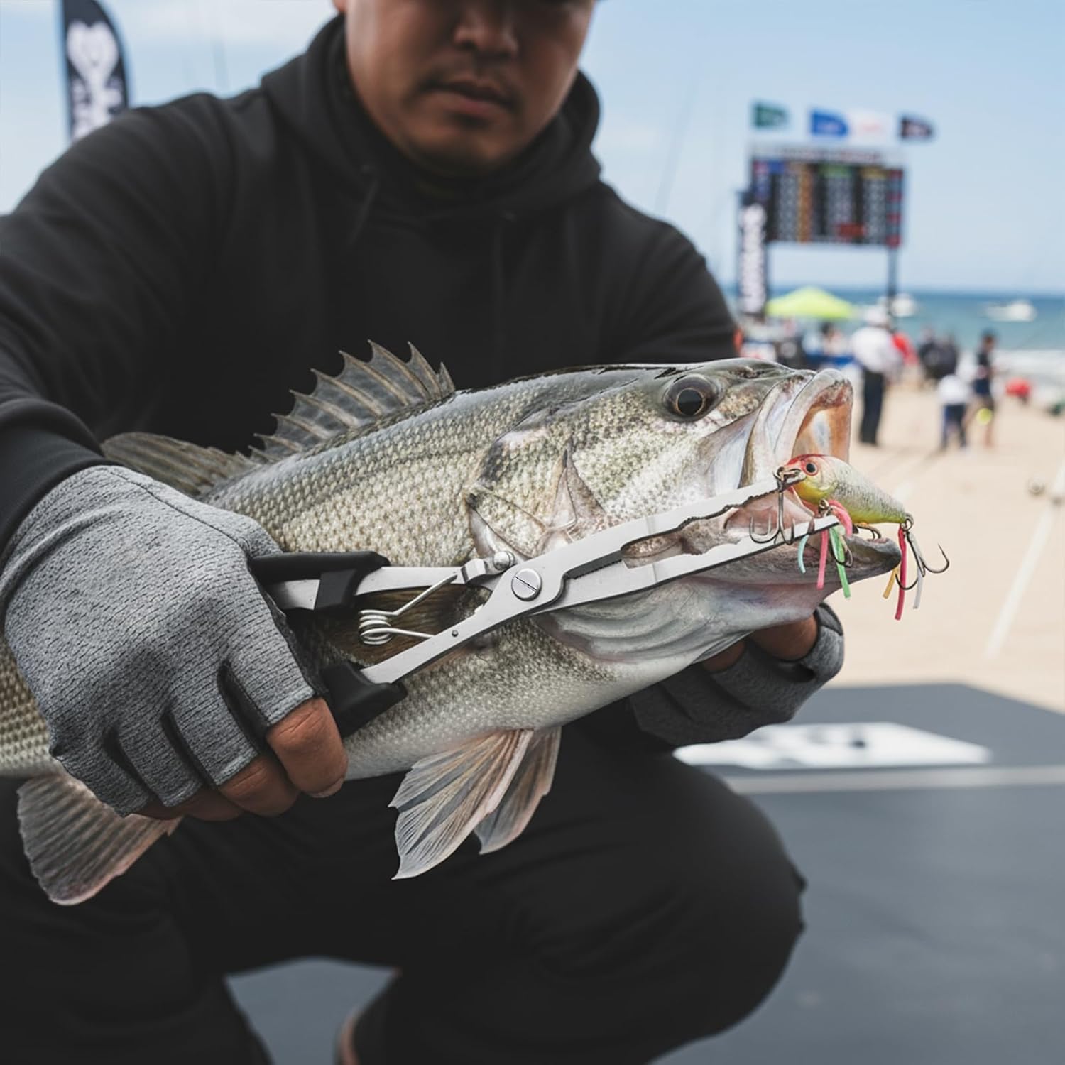 Fishing Pliers Hook Remover Tool, Stainless Steel Fishing Needle Nose Pliers Saltwater Freshwater, Fish Dehooker Plyers with Lanyard, Fish Multitool Gear with Braided Line Cutter - Image 7