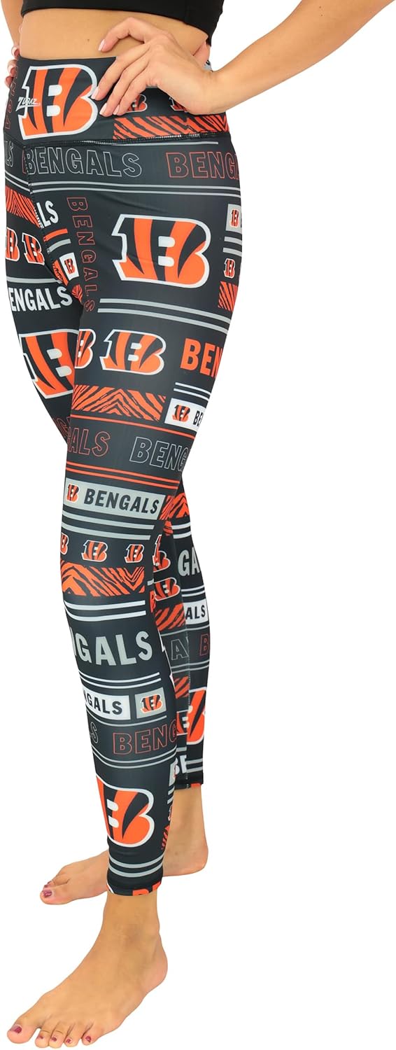 Zubaz NFL Women's Full Length High Waist Powermesh Leggings with Pockets (XS - 3XL)