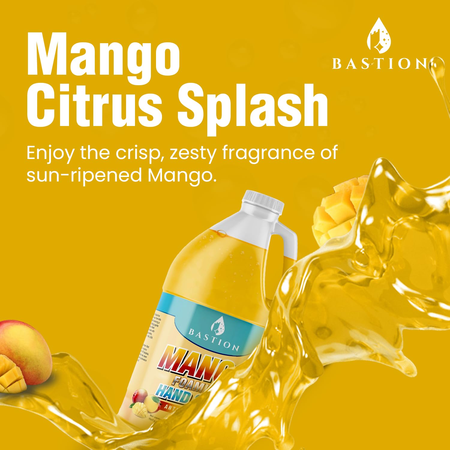 Bastion Antibacterial Hand Soap - Mango Foaming Hand Wash - 1/2 Gallon (64 oz.) Bulk. Refill Jug. Mango Scented. Non-toxic. Made in the USA. - Image 3