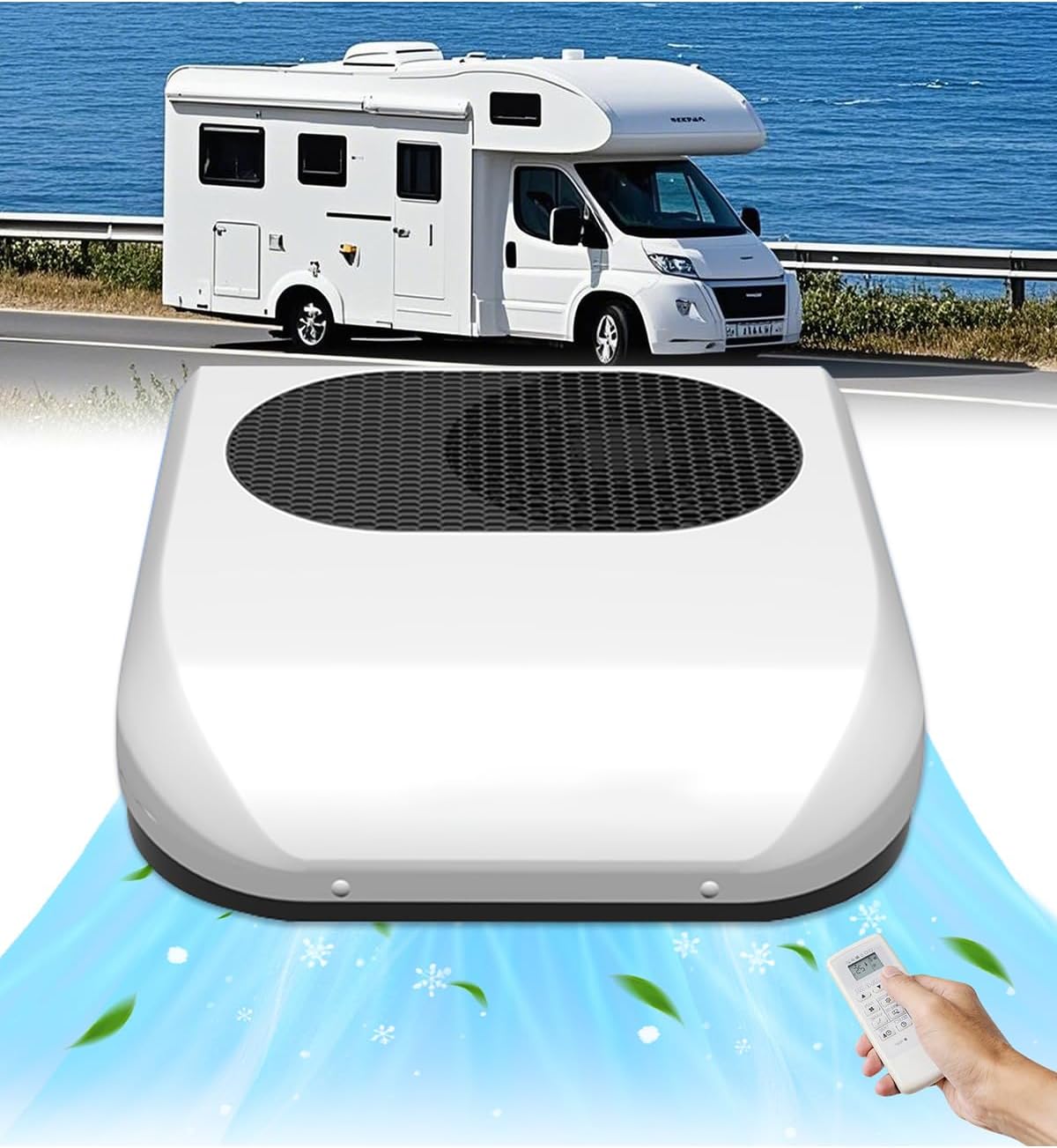 RV Air Conditioner 12000 BTU RV AC Unit Non-Ducted Rooftop Air Conditioner 12V DC Unit Efficient Cooling Low Noise, Easy Install, Quiet AC, For Camper Motorhome Campervan Caravan