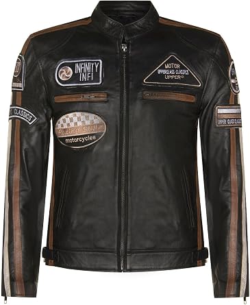 Men's Real Racing Black Nappa Leather Moto Biker Jacket