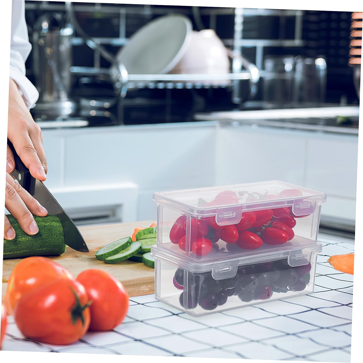 LIFKOME 2Pcs Bread Storage Box Lid Airtight Condiment Container Leakproof Loaf Organizer for Homemade Bread Kitchen Spice Storage Food Grade Plastic