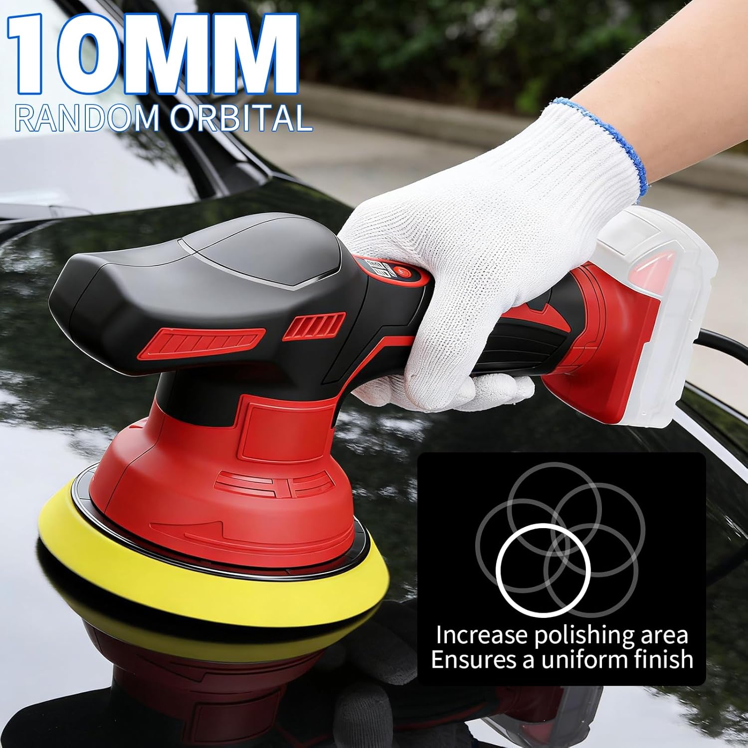 Cordless Buffer Polisher Kit For Milwaukee 18V LI-ION Battery,6 Inch Portable Orbital Buffer Polisher with 8 Variable Speed with 15pcs Polishing Accessories,for Car Polishing/Waxing (NO Battery)