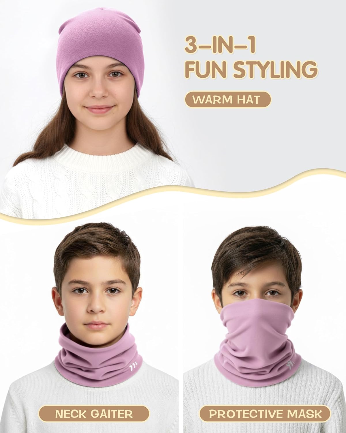 Winter Kids Neck Warmer, Warm Kids Scarf Soft Neck Gaiter, Windproof Face Cover Ski Mask for Boys Girls - Image 6