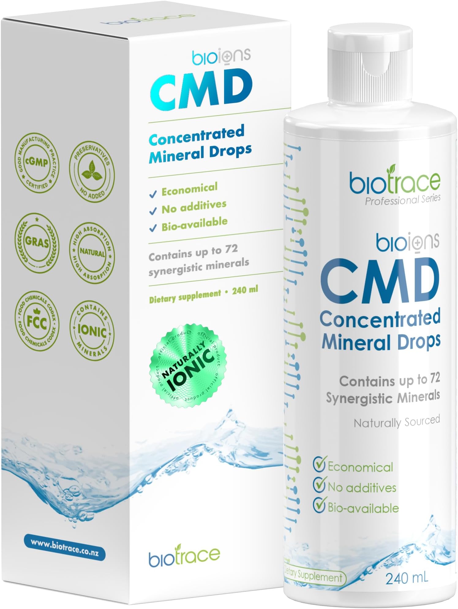 BioTrace Dead Sea Trace Mineral Drops | 72+ Concentrated Trace Minerals, Ionic Liquid Magnesium, Chloride, Potassium | Low Sodium | Energy, Electrolytes, Hydration | 96 Day Supply, 8 fl oz (Pack of 1)
