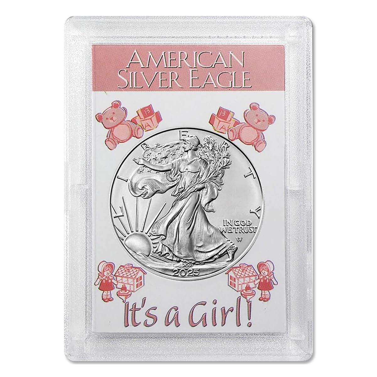 2025 American Silver Eagle in "It's a Girl" Holder Smyrnacoin Dollar Uncirculated US Mint
