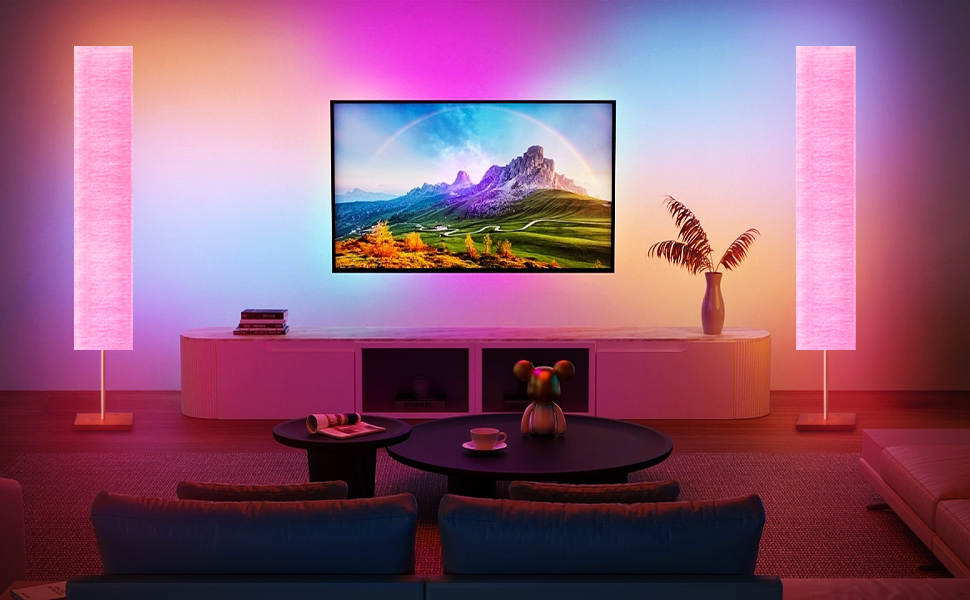 GyroVu 65“ Floor Lamp for Living Room, RGBW Color Changing Led