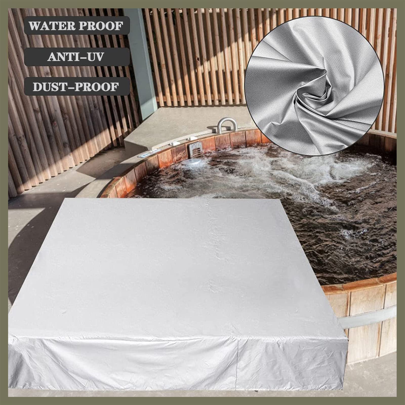 Wasserdichte Whirlpool-Abdeckung, quadratisch, 210D Oxford, für den Außenbereich, UV-beständig, SPA-Schwimmbadabdeckung, staubdicht, winddicht, Schutz für Tisch und Stuhl, um Regen, Hagel, Schnee, S