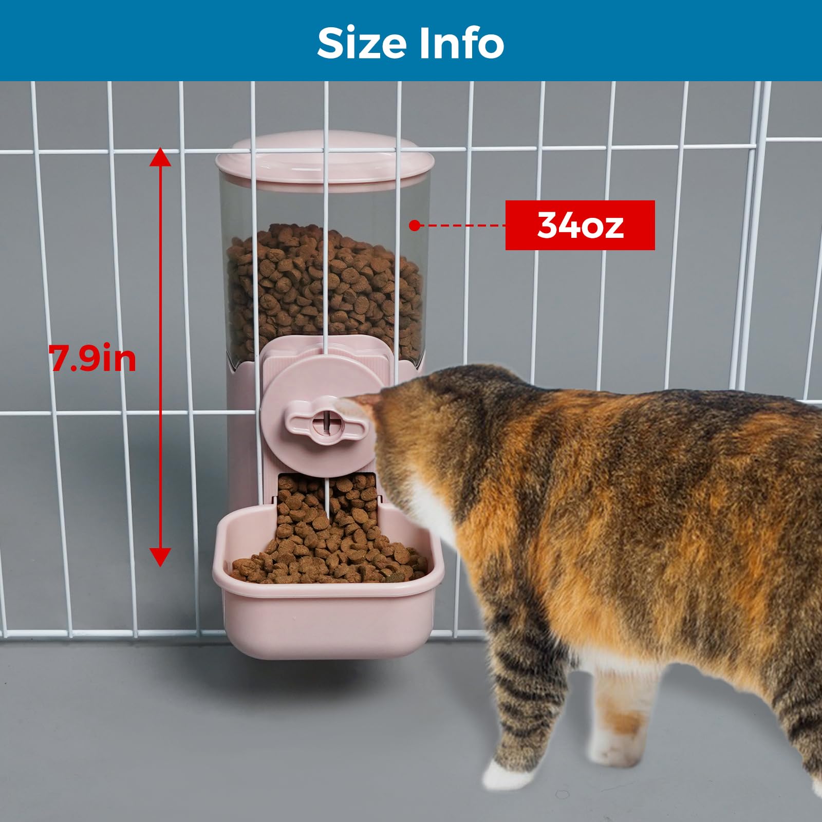 Vannon Dispensador automático de alimentos colgante para animales pequeños, comedero de gravedad de 35 onzas para jaula, cuenco de comida para conejo, cachorro, gato, hurón, cobaya, chinchilla, loro