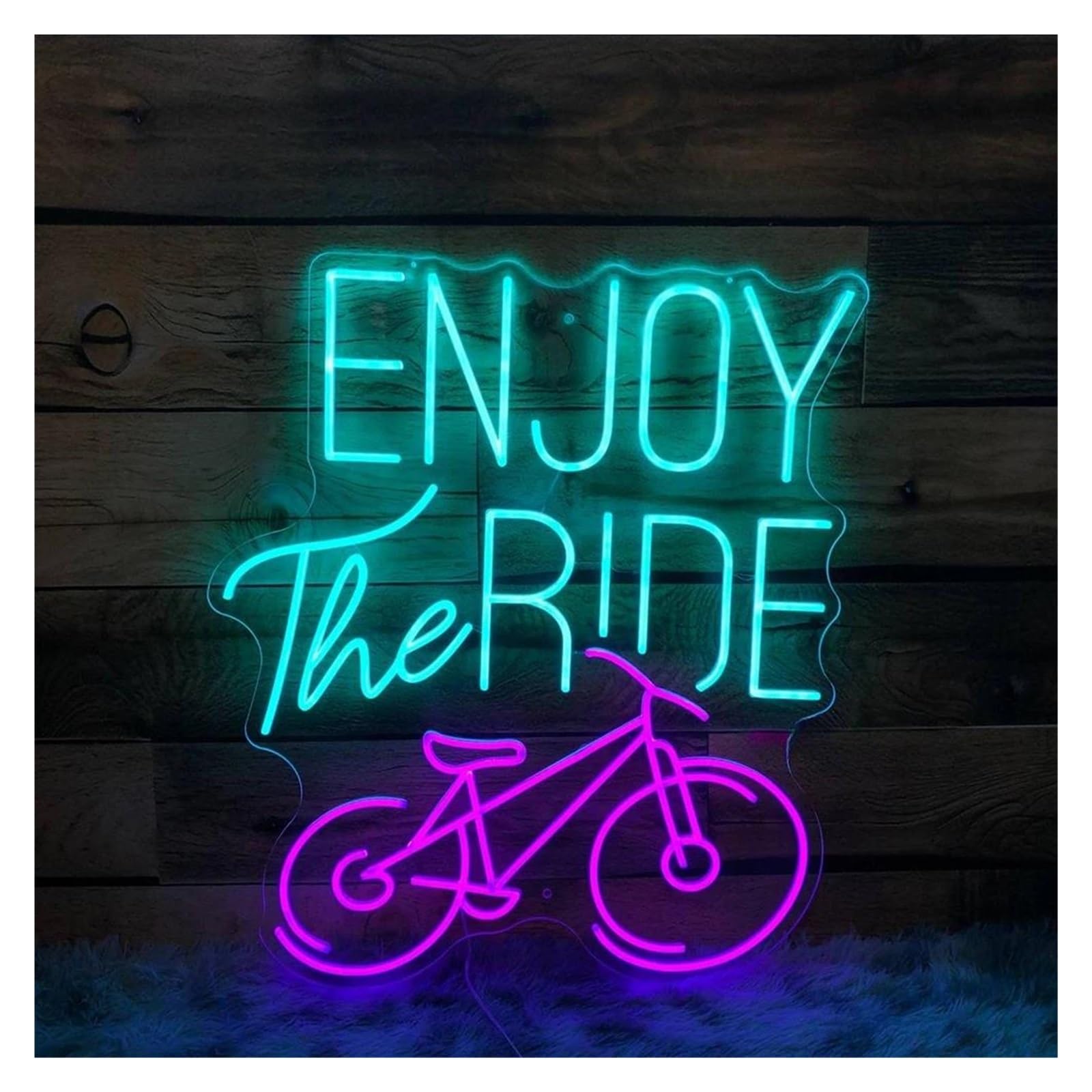 Shouxi A Sign Lamp Enjoy The Ride Neon Sign Fitness Exercise Bike Garage Wall Decor 48X56cm(A)