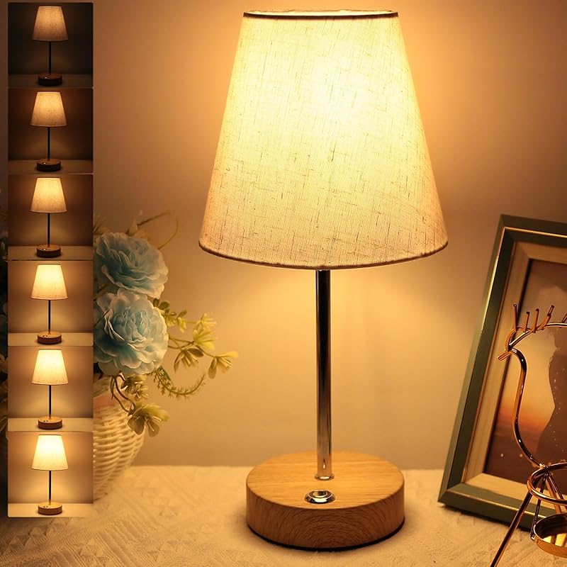 HSLighting Lampe Sans Fil, Lampe de Chevet Sans Fil Tactile Rechargeable Abat-jour en Tissu Portable