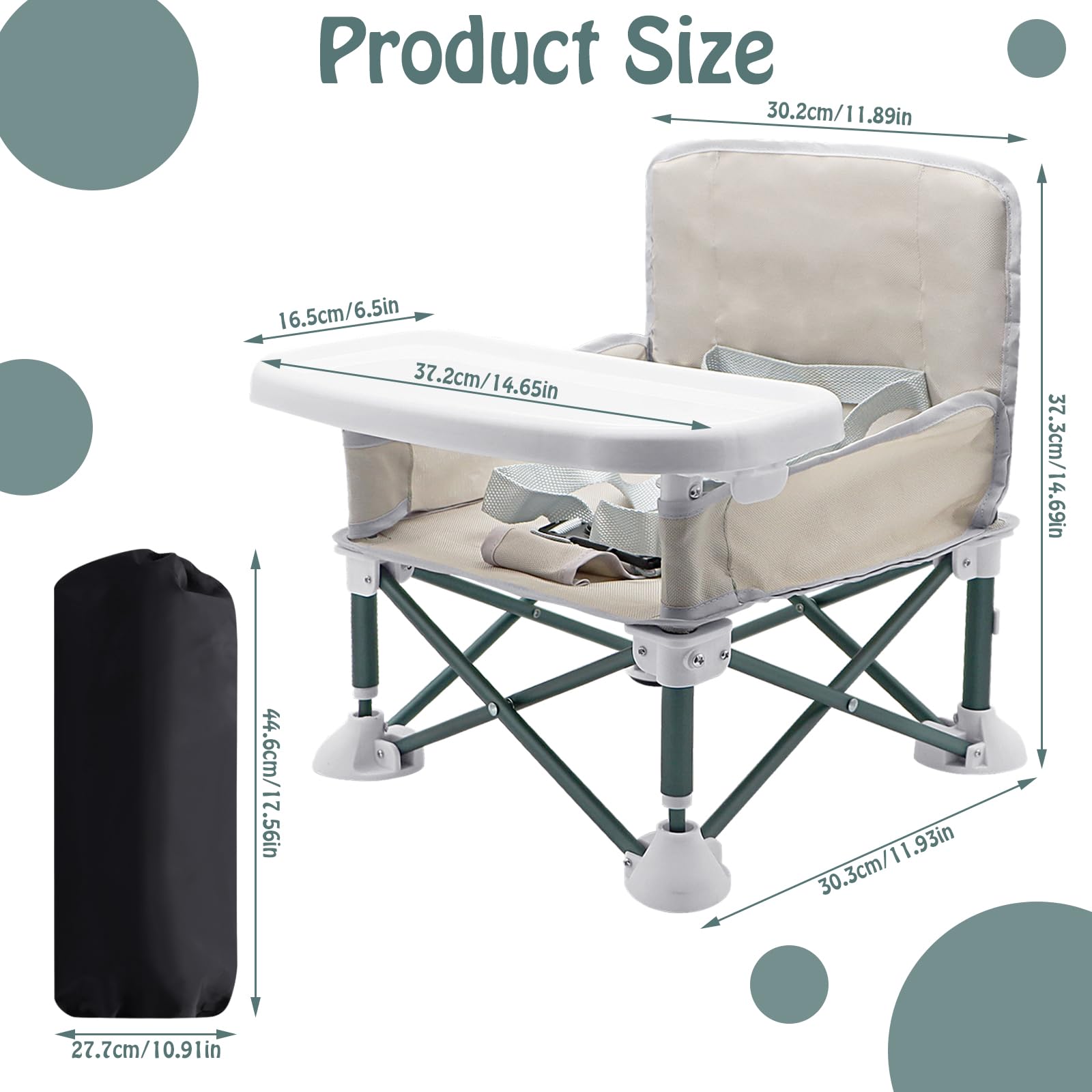Silla de camping para bebé con bandeja, asiento elevador plegable para niños, silla alta portátil con bolsa de viaje, silla alta de viaje, silla de alimentación de bebé para picnic, camping