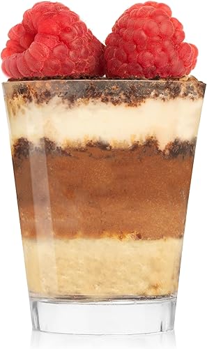 LSR LORESO Mini tazas de postre de 2 onzas, paquete de 48 vasos redondos de plástico transparente para servir postres, muestreo y degustación,