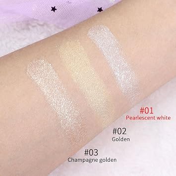 Pearl White Silver Face Highlighter Makeup, White Shimmer Glitter Diamond Sparkly Highlighters Makeup Eyeshadow Palette Powder for Face Body Cheek Skin, inner Corner Eye Highlighter Make up 01