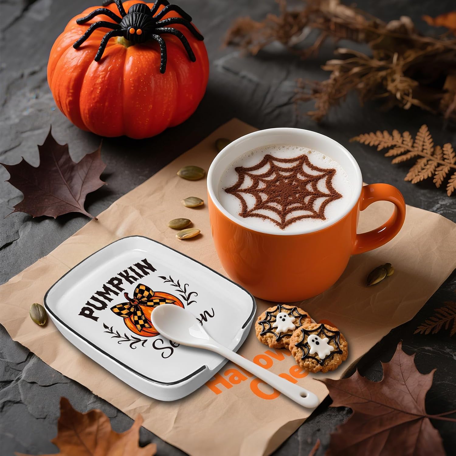 Pumpkin Ceramic Spoon Rest for Kitchen Stove Top Counter