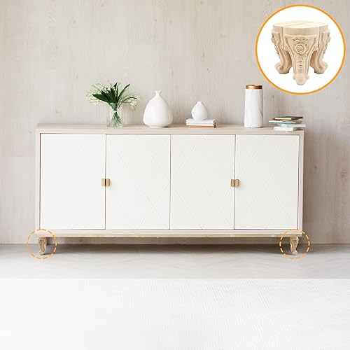 Miniatura 2 de INKNOTE Patas de muebles de madera tallada maciza sin terminar, estilo europeo, pies de repuesto para muebles, muebles, gabinete, armario, sofá