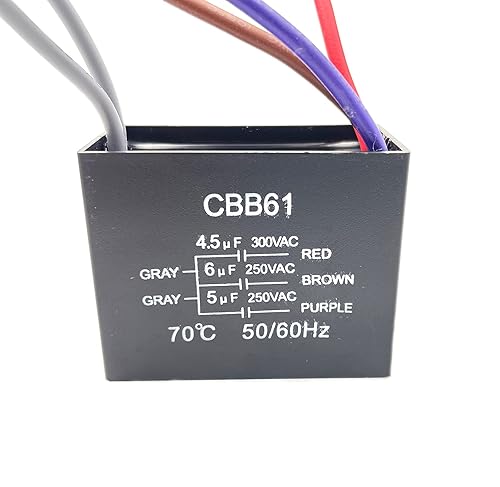 Miniatura 2 de Nuevo condensador de ventilador de techo CBB61 4.5uf + 6uf + 5uf 5 cables 250V