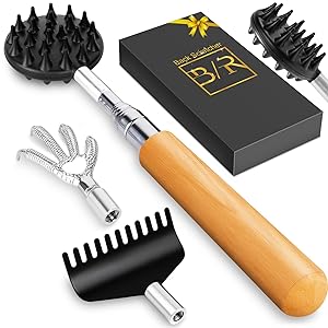 Telescoping Back Scratcher with Detachable Scratching Heads
