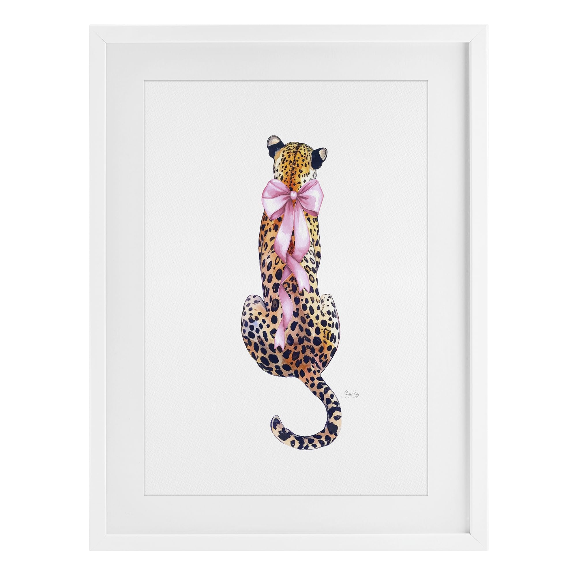 Stupell Industries Coastal White (Textured) 'Poised In Pink Cheetah'| Framed Print Under Glass