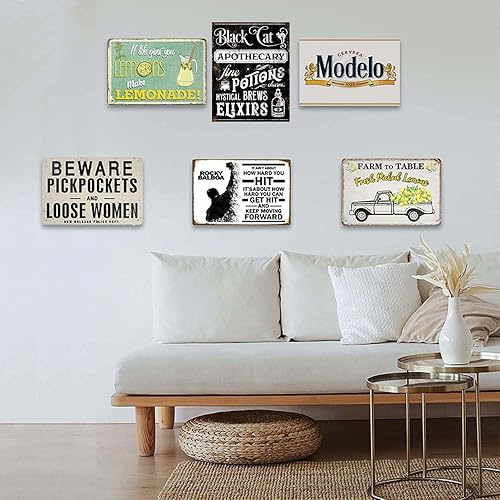 Miniatura 5 de Letreros de metal retro con texto en inglés "Slow Man At Workcaution" para pared, diseño de cueva y patio, póster para el hogar, sala de estar,