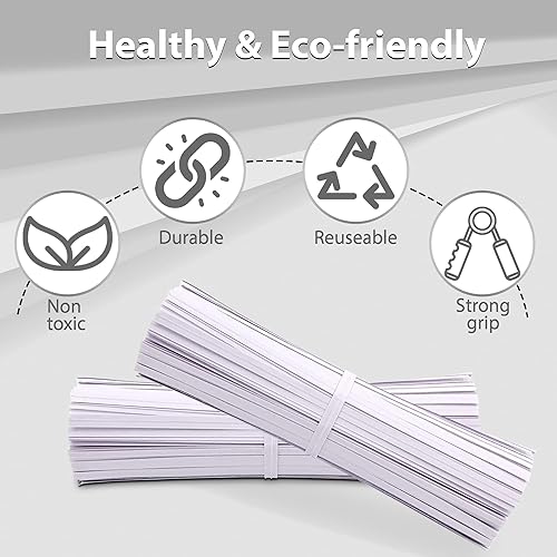 Miniatura 3 de 500 lazos reutilizables de papel blanco para pan, lazos de 5 pulgadas para bolsas, pan, paletas de pastel