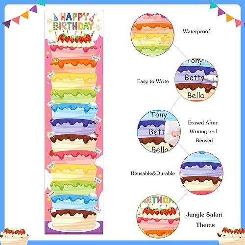 Miniatura 6 de FaCraft Póster de tabla de cumpleaños, calendario de cumpleaños reutilizable extra grande para decoración de tablón de anuncios de regreso a clases