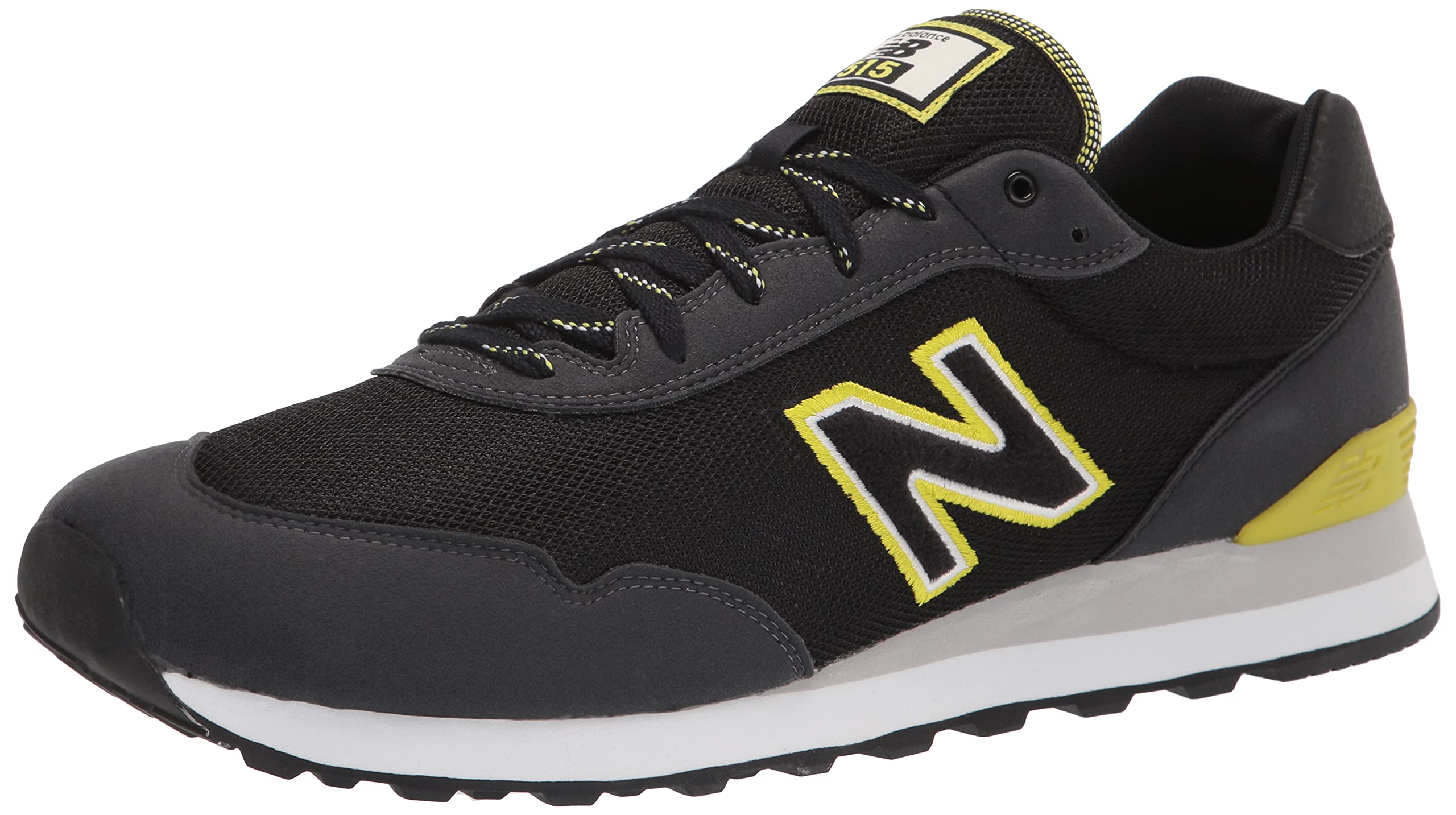 New Balance Men's 515 V3 Sneaker, Black/Sulphur Yellow, 14 Wide