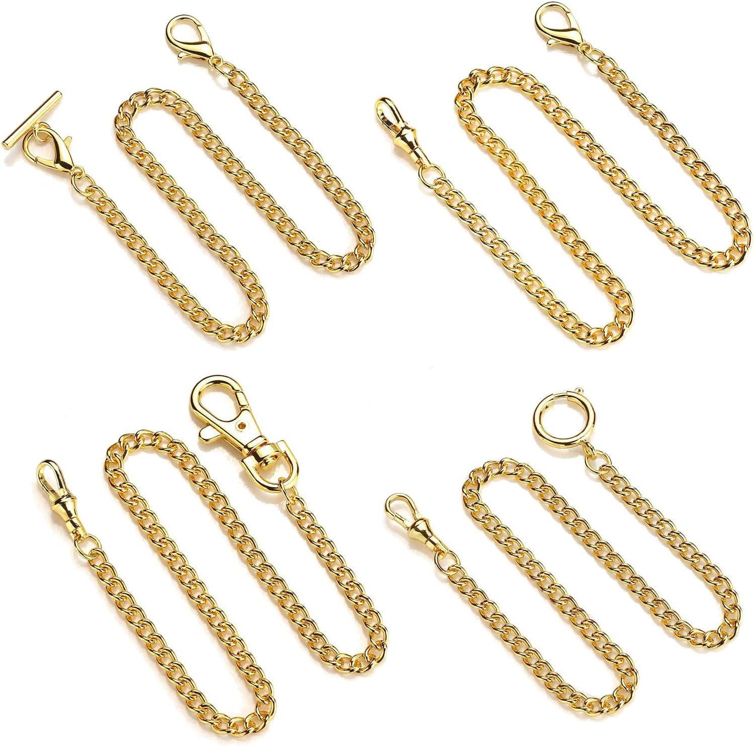 PURPLELILY Pocket Watch Chain Gold Silver Color Pocket Watches Chains Replacement Chain for Antique Quartz Vintage Watch Alloy
