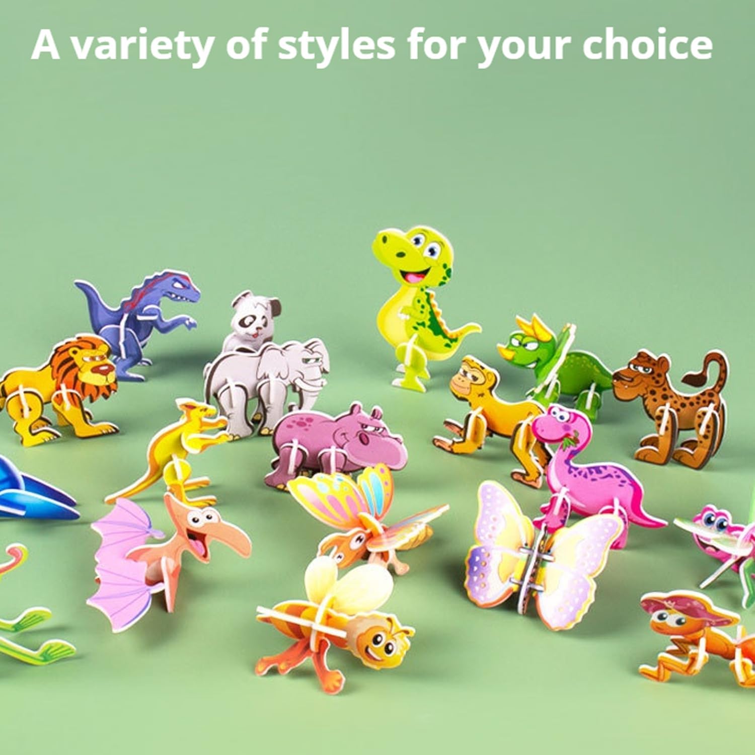 DIY 3D Creative Insect Paper Jigsaw Puzzle, 100 Pcs 3D Animal Puzzles, Screen-Free Family Time, Tear-Proof & Drop-Proof, Effortless Assembly, Insects, Dinosaurs, Animals, Airplane Themed (4PCS)