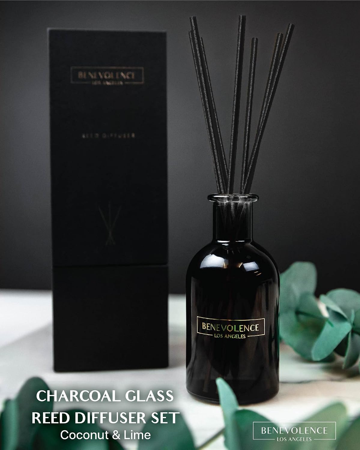 Reed Diffuser Set, Refreshing Coconut & Lime Fragrance Diffuser, Reed Diffuser Sticks with Gift Box, Reed Diffusers for Home, Natural Essential Oil Diffuser Sticks