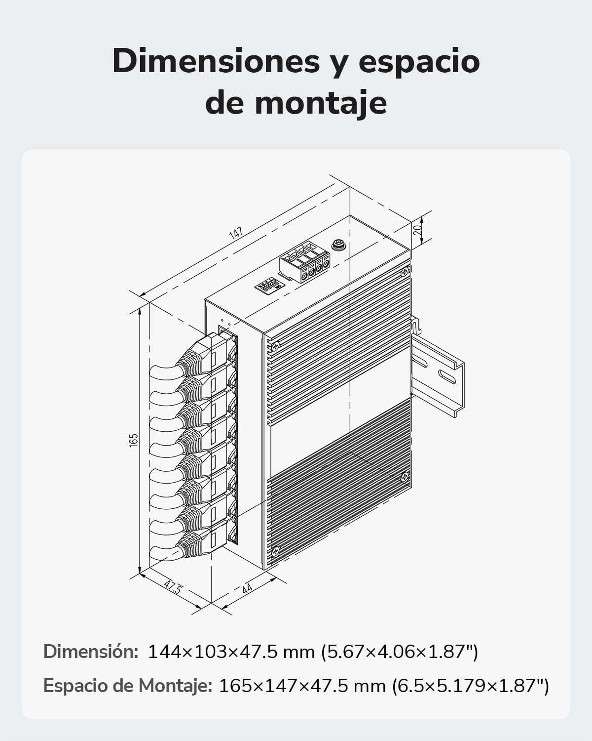 Cudy Switch PoE+ Industrial 8 Puertos, 8+2SFP, Carril DIN, -40~75C, IG1008P | 8x PoE+ 120W, 2x SFP, Carril DIN, -40~75C, Doble DC 48-57V, IP40, 6kV Sobretensión, Plug Play