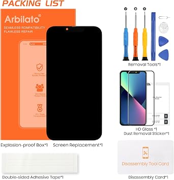 OLED Screen for iPhone 13 Pro Max Screen Replacement for iPhone A2643 LCD Screen A2484,A2641,A2644,A2645 3D Touch Display Digitizer Assembly Repair Parts(Black No Frame