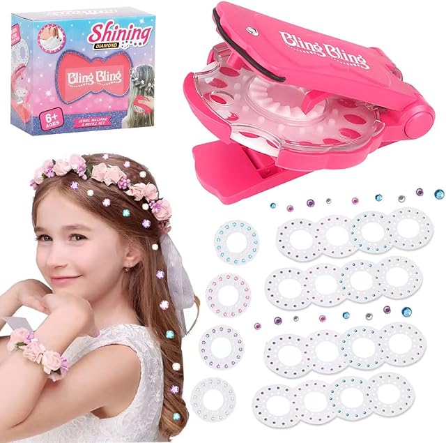 ASORT Hair Gem Stamper, Hair Gems Machine Hair Bedazzler Kit With 300 Rhinestones, Bling Bling Shining Hair Quick Gems, Hair Jewels Glitter Stamp Gems, Diamonds Stapler Tool For Hair, 20Pcs 300 Gems