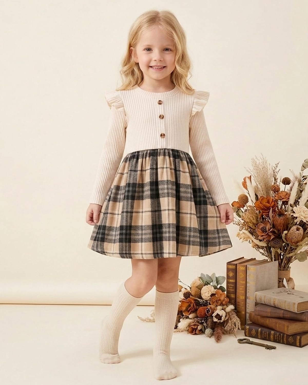 Toddler Girl Dresses 18Months-6Years Casual Fall Winter Knit Outfits image 3