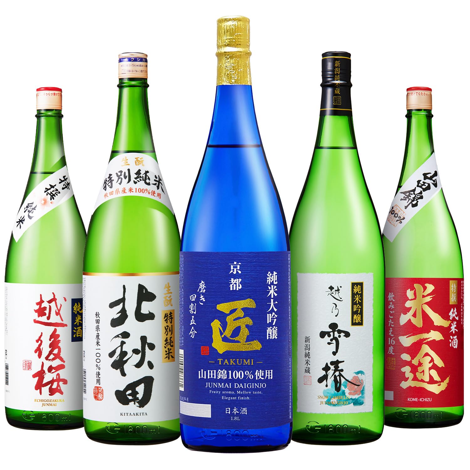 Amazon.co.jp: 日本酒 純米酒 飲み比べセット (1.8L × 5本 / 辛口 中口 