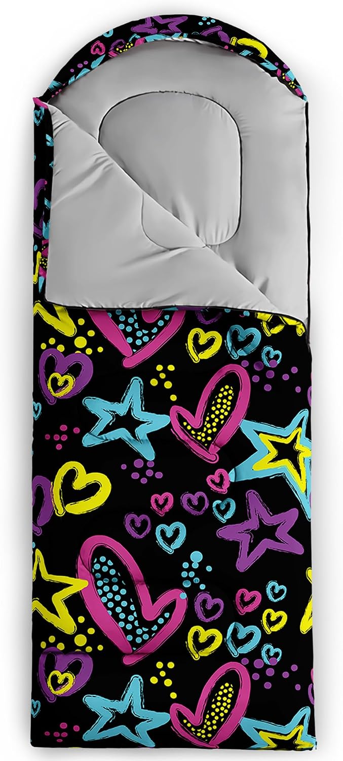 QOOMO Axolotl Cute Camping Sleeping Bags,3 Season Warm & Cool Weather,Lightweight,Waterproof Sleeping Bags for Adults & Kids,Traveling,and Outdoors image 2